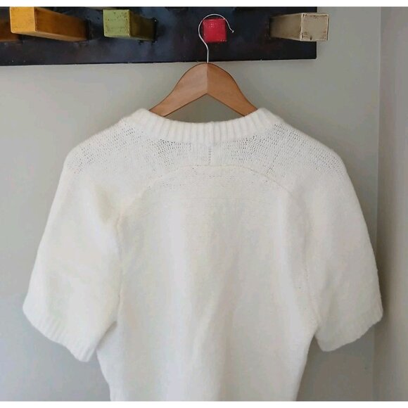 Abercrombie & Fitch Textured Knit Short Sleeve Sweater Size Medium Cream Classic - Picture 8 of 9